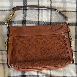 SOLD Coach Tan Embossed Leather Purse/Bag